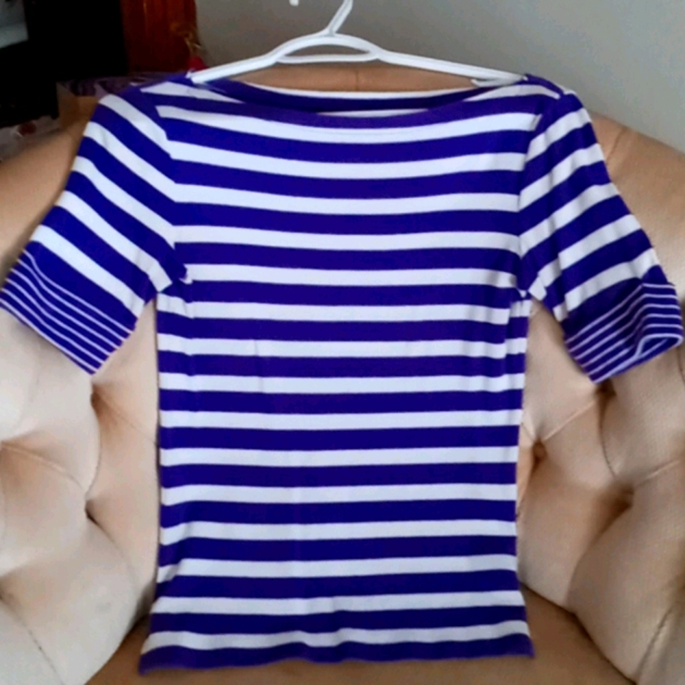 Violet purple and white strip shirt